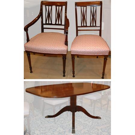 Appraisal: Georgian Style Mahogany Single Pedestal Dining Table Together with a