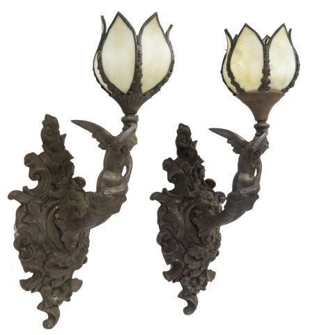 Appraisal: pair American Victorian style cast metal wall sconces Loevsky and