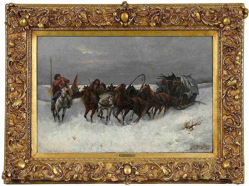 Appraisal: C Stojanoff Russian th th century Cossacks on a Winter