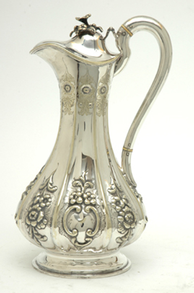 Appraisal: A TH CENTURY SILVER WINE JUG Of fluted baluster form