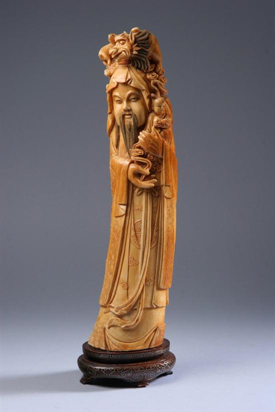 Appraisal: CHINESE IVORY FIGURE OF MAN AND ANIMALS - in high