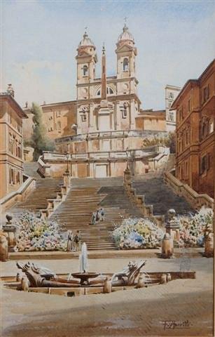 Appraisal: FILIPPO ANIVITTI - - 'Piazza di Spagna' Rome signed watercolour