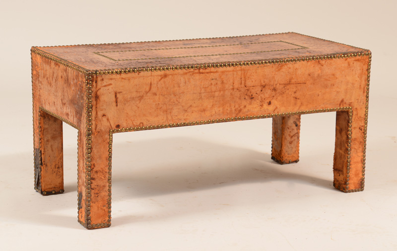 Appraisal: Brass-Studded Leather Low Table x x in Property from The