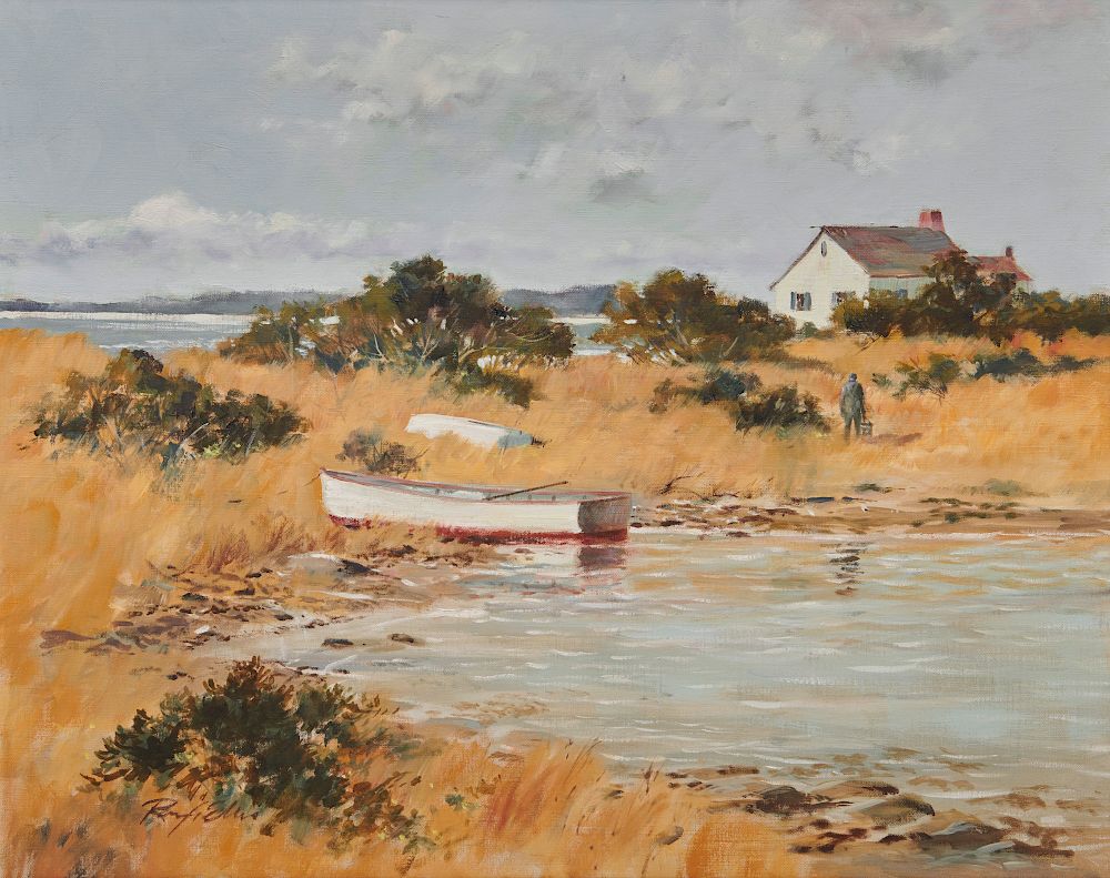 Appraisal: RAY ELLIS American - Clamming at Cow Bay oil on