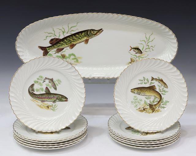 Appraisal: lot of French porcelain fish service KG Luneville th c