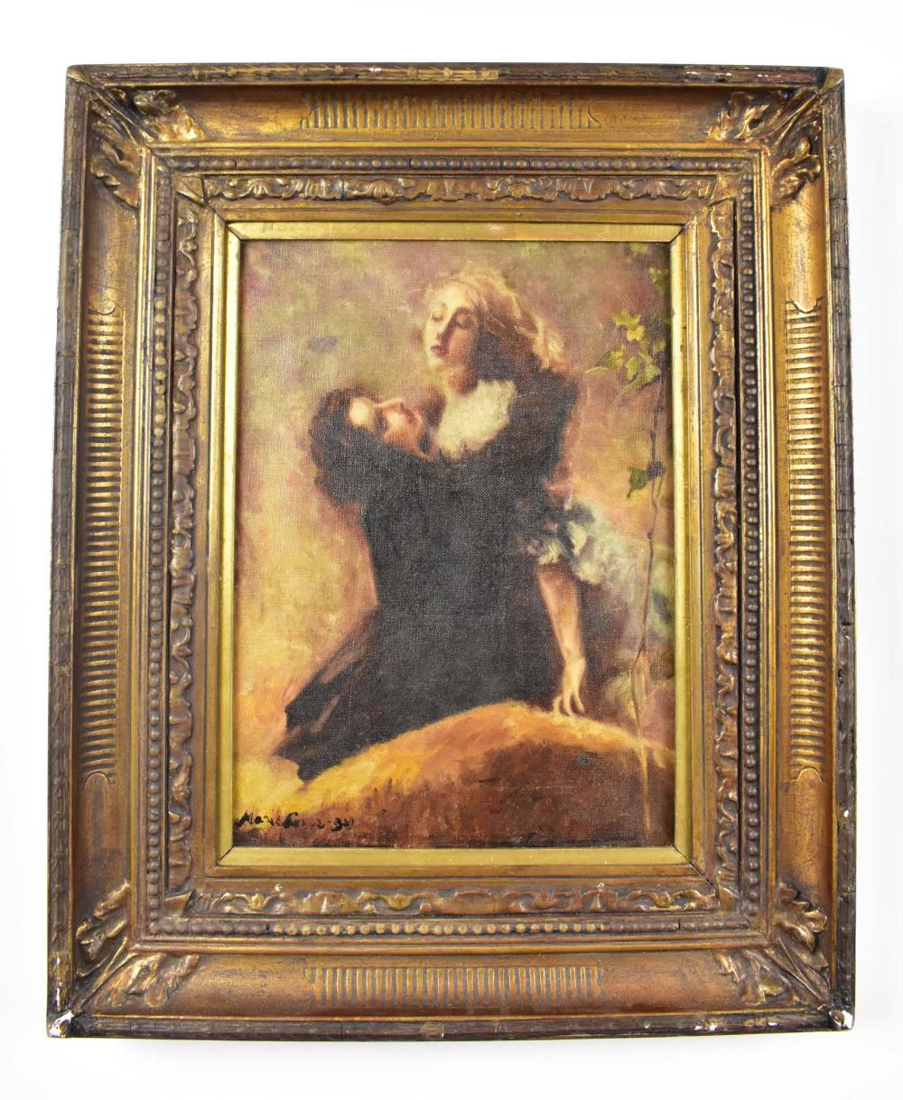 Appraisal: EUROPEAN LATIN SCHOOL TH CENTURY PAINTINGFemale Lovers Signed indistinctly Marie