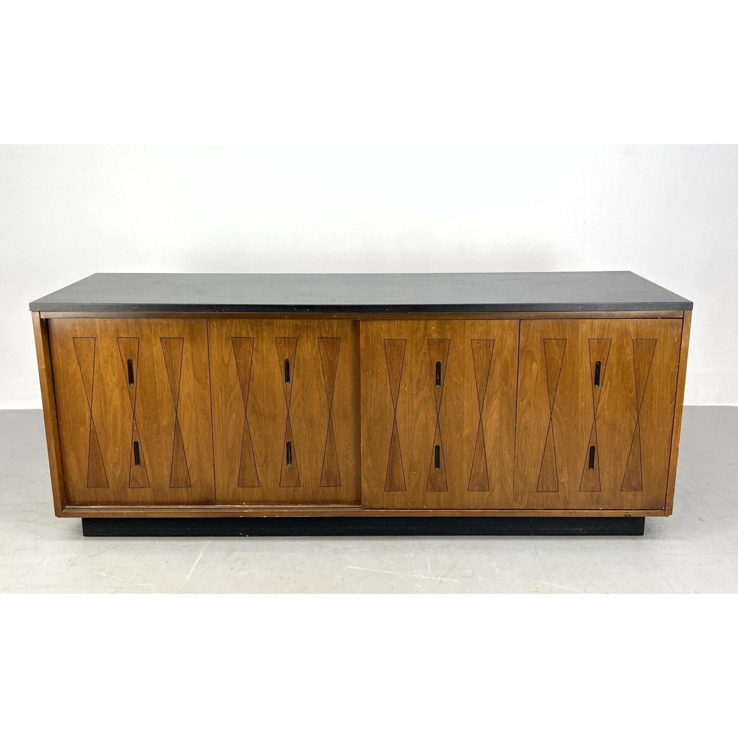 Appraisal: American Modern Four Sliding Door Credenza Sideboard Cabinet Doors have