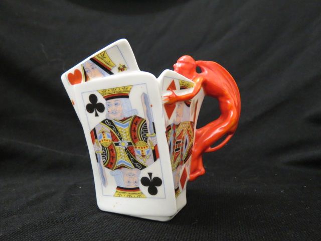 Appraisal: Royal Bayreuth Devil Playing Cards FiguralCreamer excellent