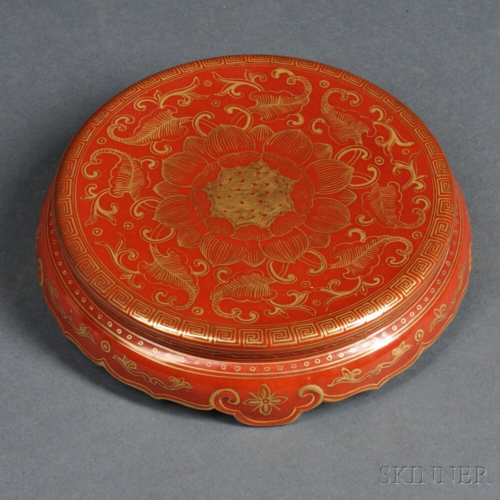 Appraisal: Gilt Porcelain Stand China th century on four short feet