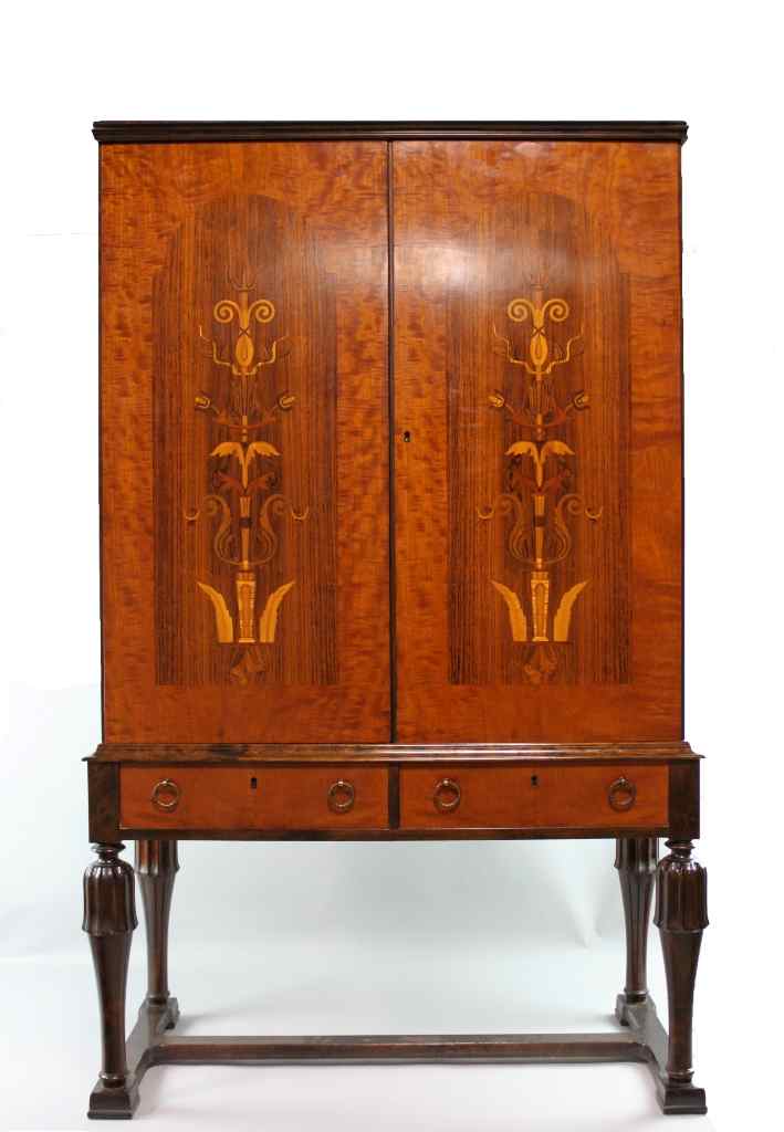 Appraisal: DANISH STYLE INLAID CABINET OF SATINWOOD ROSEWOOD AND OTHER WOODS