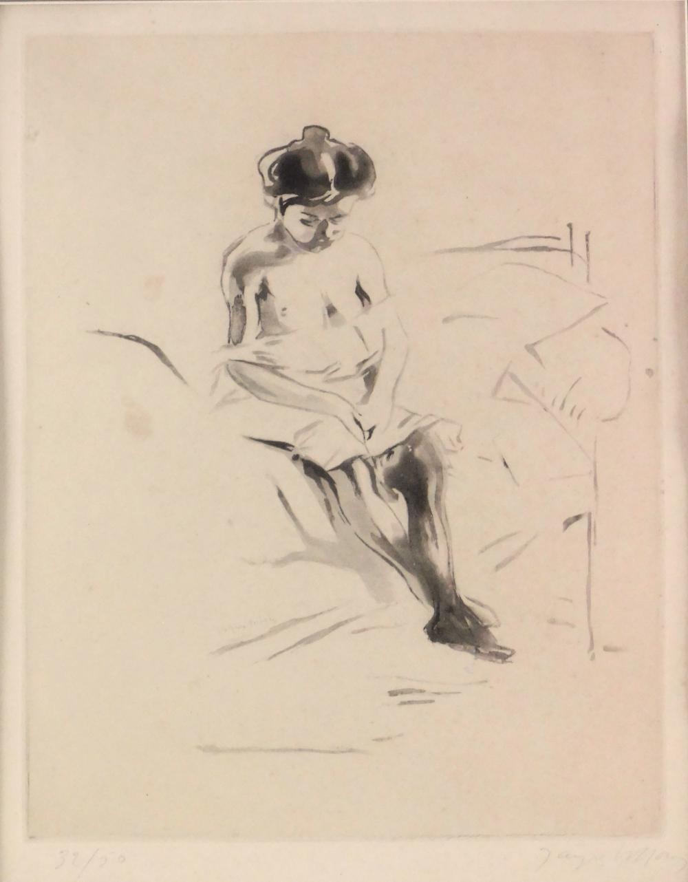 Appraisal: JACQUES VILLON FRENCH - LA FAUTE ETCHING AND AQUATINT DEPICTS