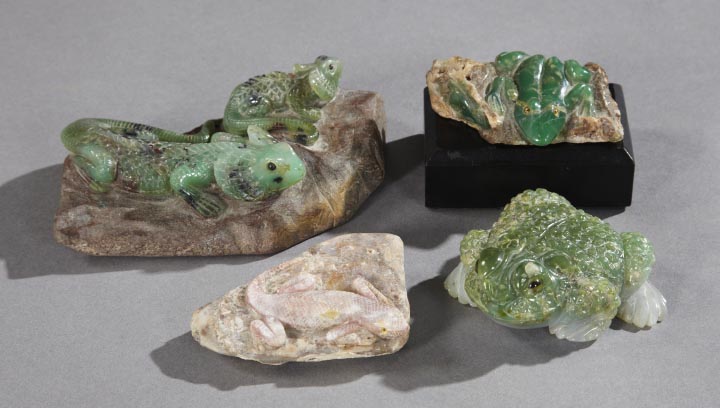 Appraisal: Interesting Four-Piece Collection of Carved Hardstone comprised of a pair