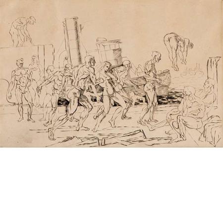 Appraisal: Reginald Marsh BATHERS ON THE HUDSON Engraving Estimate -