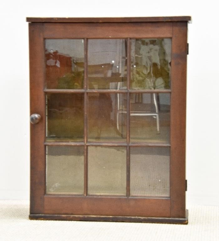 Appraisal: Pennsylvania cherry nine-pane hanging cupboard early th c h x