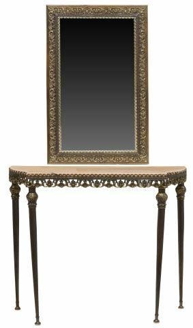 Appraisal: Italian marble-top gilt metal console table and mirror th c