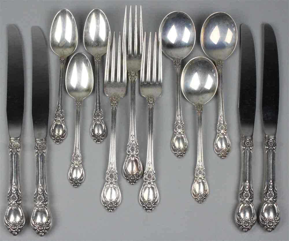 Appraisal: HEIRLOOM STERLING ''STANTON HALL'' PATTERN FLATWARE PART SERVICE CIRCA comprising