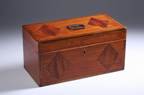 Appraisal: GEORGE III SATINWOOD TEA CADDY Circa The cover and front