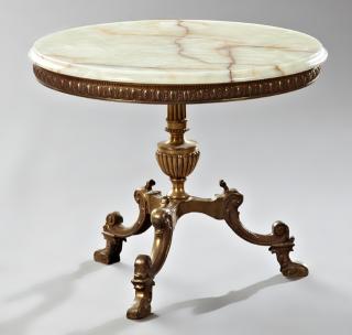 Appraisal: French Louis XV Style Gilt Bronze Onyx End Table mid