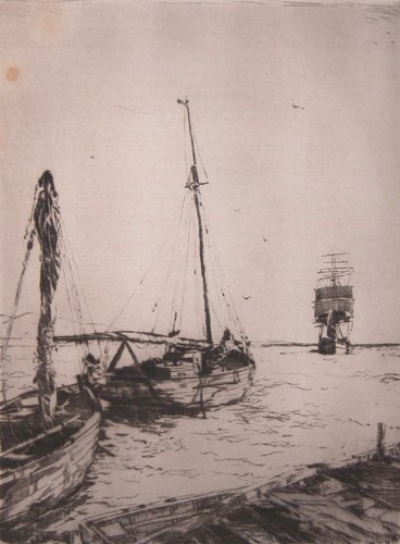 Appraisal: A Classic Marine etching Coastal Landscape with Sand Dunes Artist