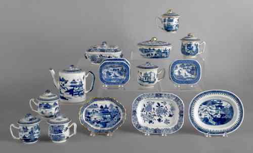 Appraisal: Collection of Chinese export blue and white porcelain