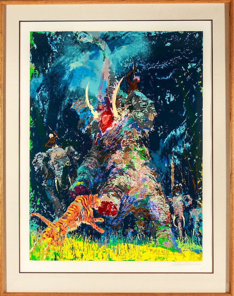 Appraisal: Leroy Neiman Shikar Elephant Tiger Serigraph Leroy Neiman American -