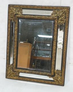 Appraisal: Large Antique Beveled Wall Mirror Metal Frame De Large Antique