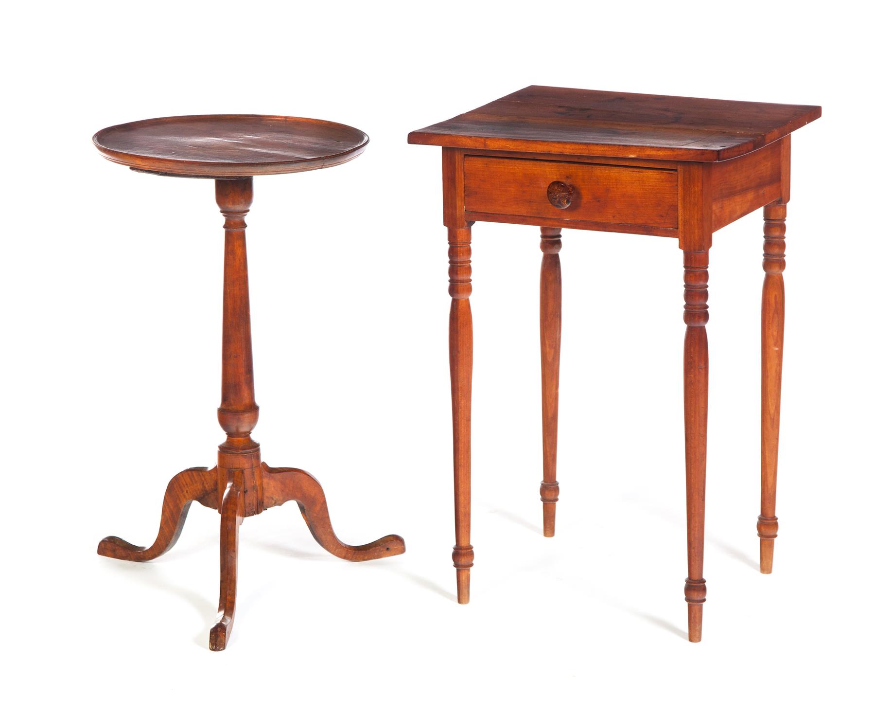 Appraisal: TWO AMERICAN STANDS Nineteenth century Empire stand in birch Old