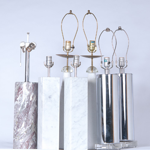 Appraisal: ROBERT SONNEMAN Etc Seven table lamps one pair in marble