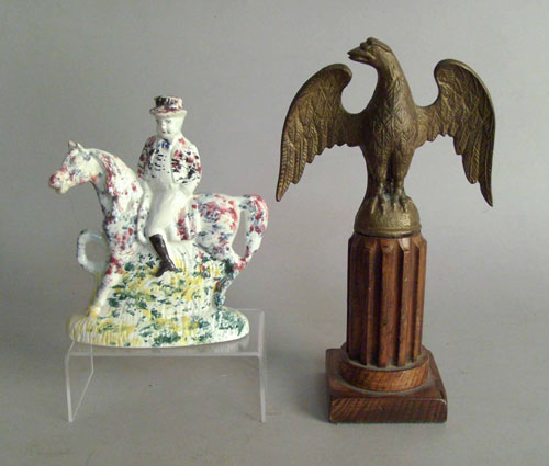 Appraisal: Staffordshire figure of a horse and rider h together with