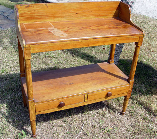 Appraisal: EARLY TH C SOUTHERN COUNTRY SHERATON STYLE WASHSTAND Lower stretcher