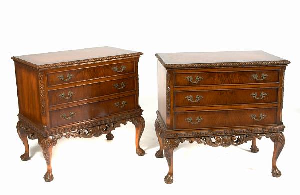 Appraisal: A pair of English mahogany chest of drawers height in