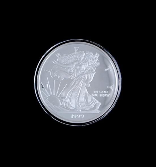 Appraisal: Giant silver coin and note proofs solid silver Platinum Eagle