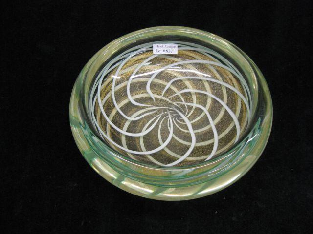 Appraisal: Italian Art Glass Bowl fancy ribbon and gold mica design