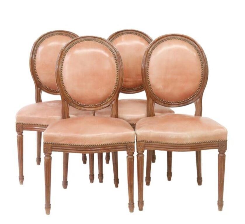 Appraisal: lot of French Louis XVI style medallion back dining chairs