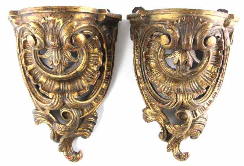 Appraisal: Pair of Rococo Revival Wall Bracketslate th century carved with