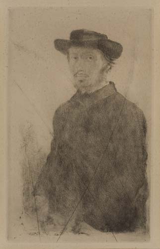 Appraisal: EDGAR DEGAS Autoportrait Etching on cream wove paper x mm