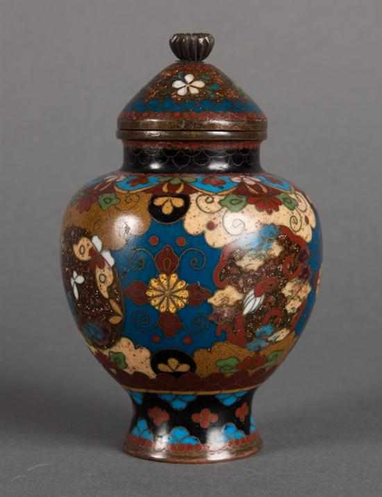 Appraisal: Chinese cloisonne miniature ginger jar late th century butterfly and