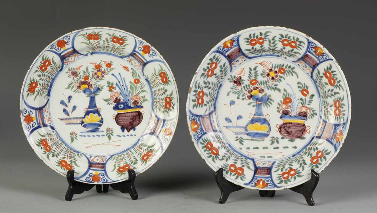 Appraisal: Pair of Delft Platters Some edge wear to glaze Dia