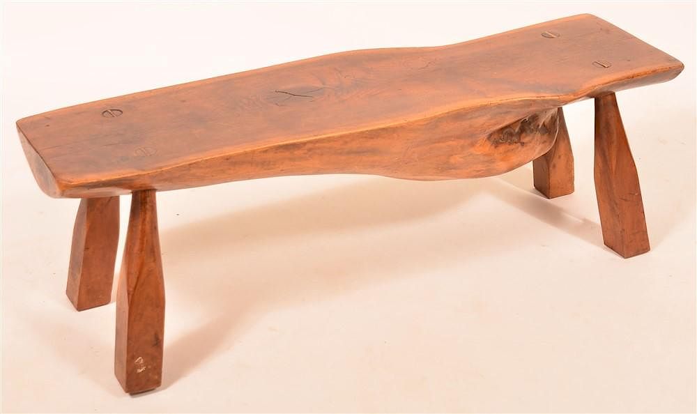 Appraisal: Cherry Free Form Log Mortise Leg Bench Cherry Free Form