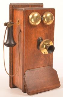 Appraisal: American Tel Tel Co Antique Oak Wall Phone - h