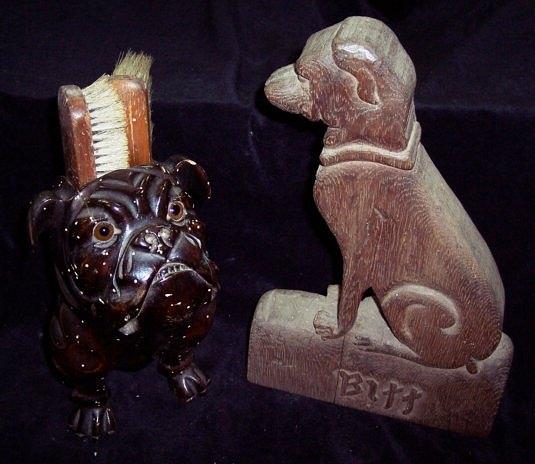 Appraisal: A carved wood model of a seated dog 'Biff' cm