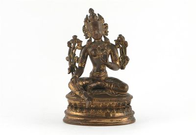 Appraisal: A Tibetan copper figure of Green Tara seated on a