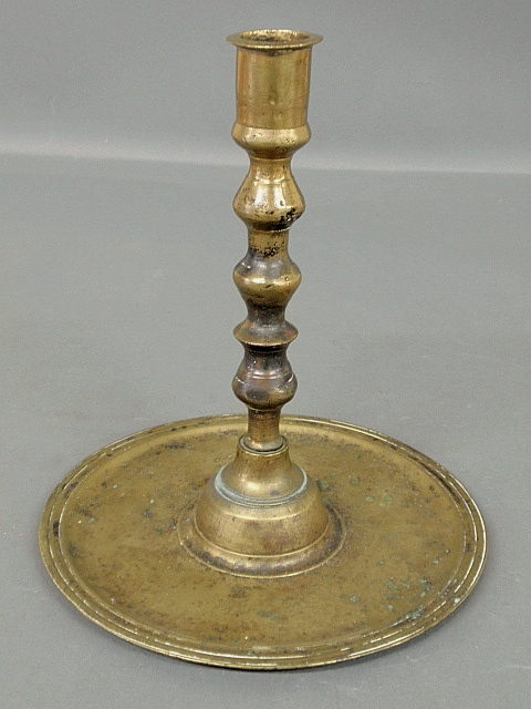 Appraisal: - Dutch brass candlestick th th c with large drip