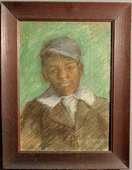 Appraisal: Charcoal portrait of a young black man signed l r