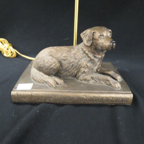 Appraisal: Figural Dog Lamp seated golden retriever bronze finish