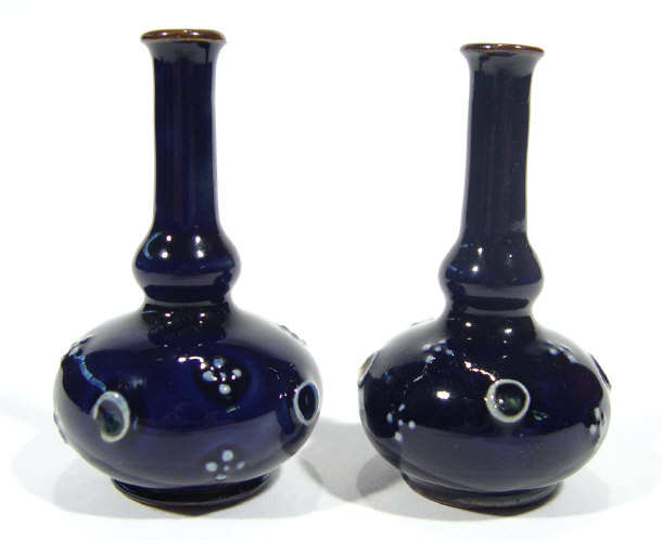 Appraisal: Pair of Royal Doulton miniature stoneware double gourd vases travelling