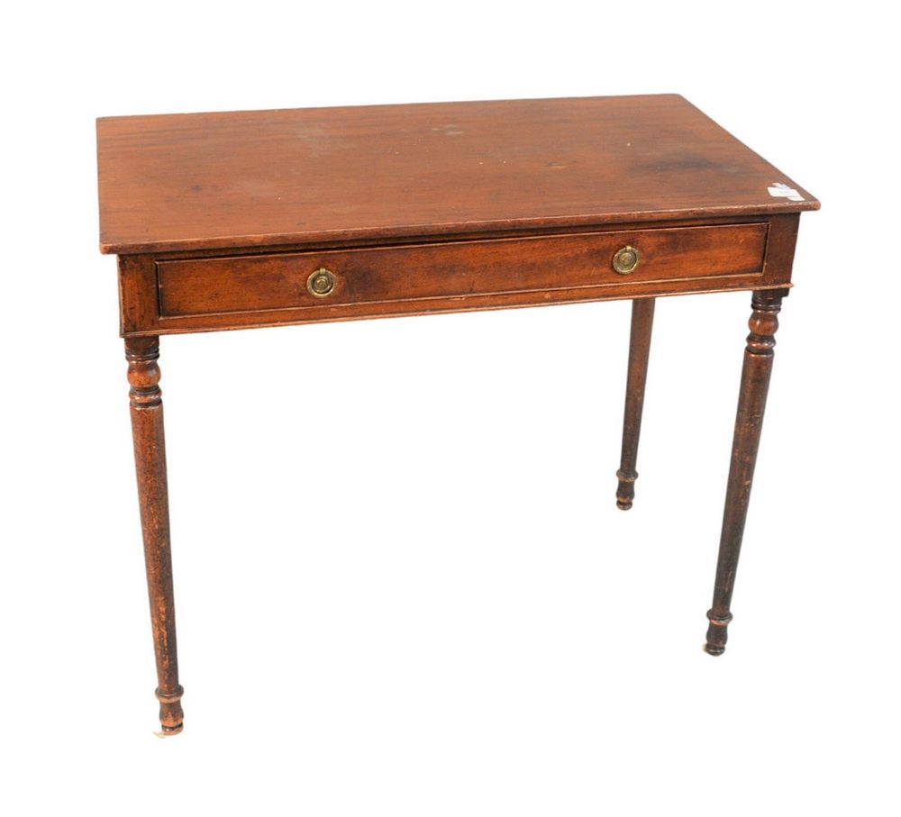 Appraisal: Regency Mahogany Writing Table having frieze drawer raised on ring-turned