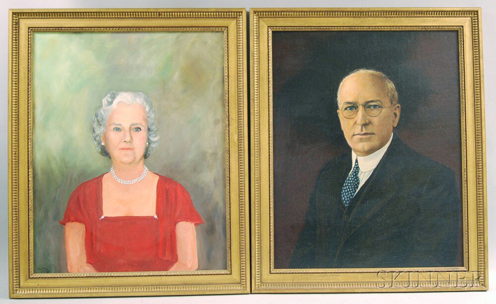 Appraisal: Four Framed Oil on Canvas Portraits of Wetherill Family Members