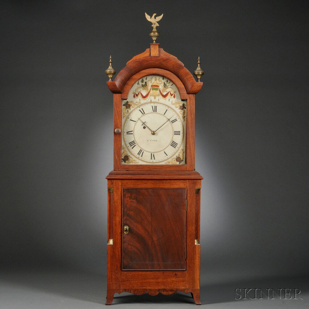 Appraisal: David Wood Shelf Clock Newburyport Massachusetts c mahogany case with