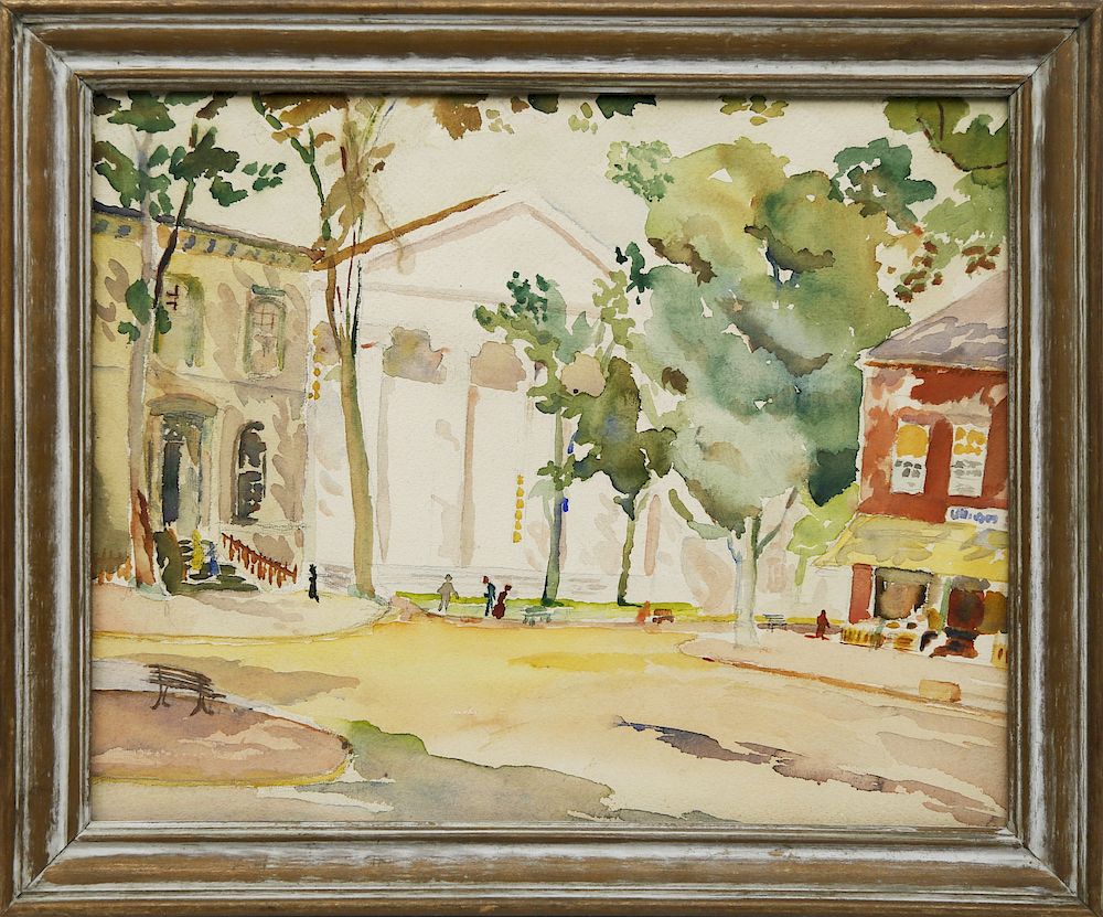 Appraisal: Vintage Nantucket Watercolor on Paper Corner of Main Street and